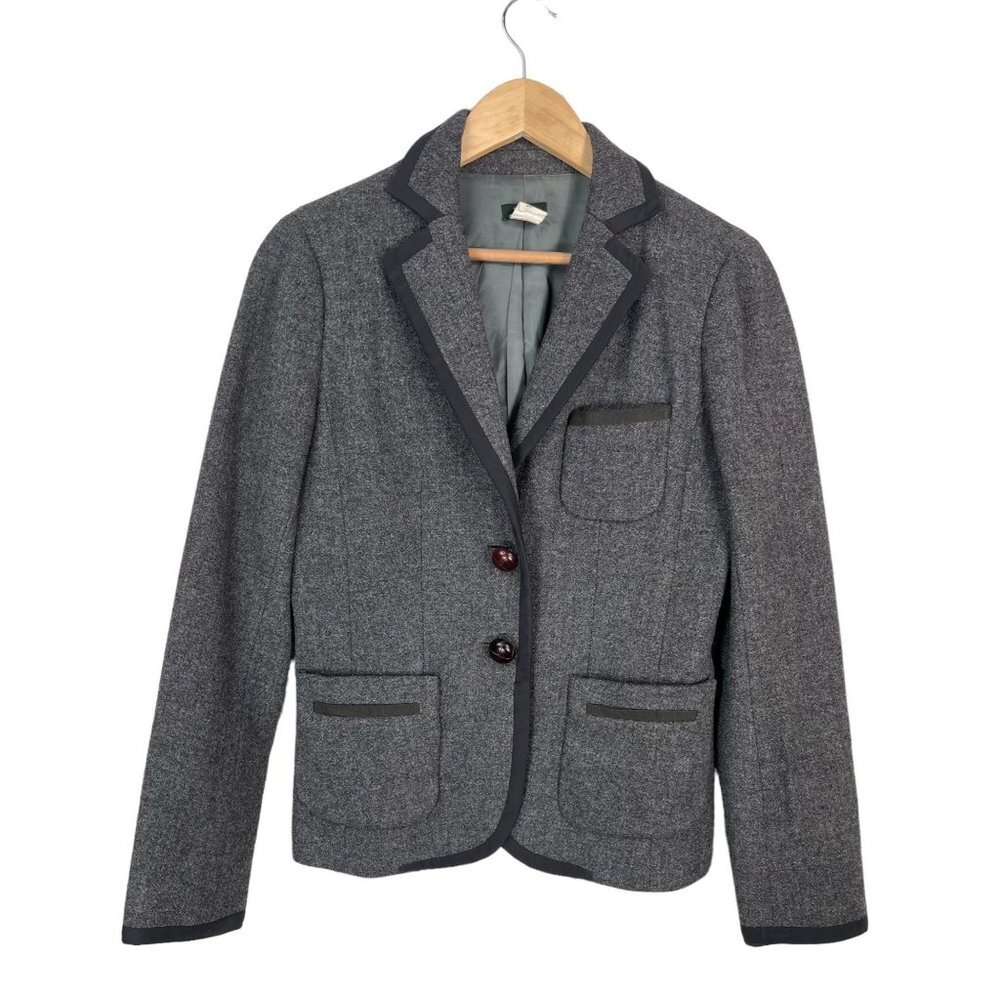 J.Crew 100% Wool Equestrian 2 button blazer charcoal grey sz 4
